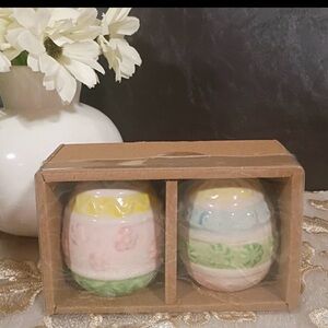 Unlisted Pastel Easter Egg Salt and Pepper Shakers - Pink Yellow Green Blue